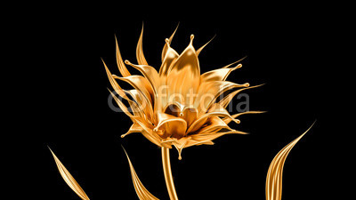 Splash gold black background. 3d illustration, 3d rendering.