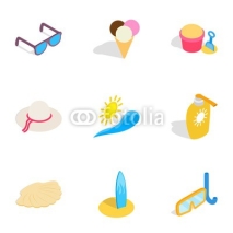 Vacation icons, isometric 3d style
