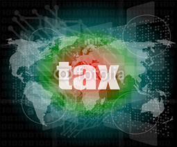 Naklejki tax word on digital touch screen