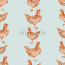 Seamless vector pattern with hens and chicks.