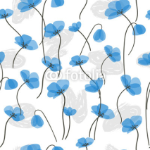 Naklejki Delicate blue flowers seamless pattern. Vector floral background.