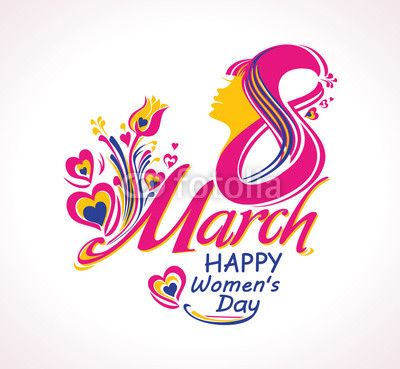 8 March. Beautiful symbol of Women's Day. Happy womens day. Greeting card. Stylish vector illustration.
