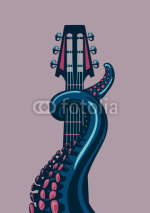 Fototapety Octopus tentacle is holding a guitar riff. 