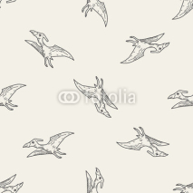Fototapety Pterodactyl dinosaur doodle seamless pattern background