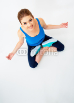 Fototapety portrait of young woman sitting in yoga pose . meditation pose