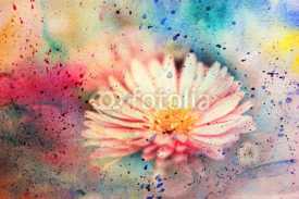 Fototapety watercolor artwork with beautiful pink flower