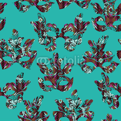 Seamless pattern with carnival mask