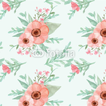Obrazy i plakaty Seamless flowers and leaves pattern
