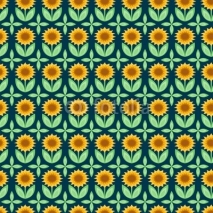 Naklejki Vector illustration of seamless pattern with sunflowers