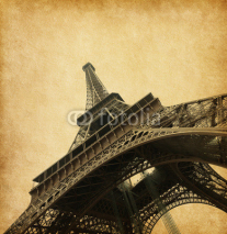 Naklejki Eiffel tower. Photo in retro style. Paper texture.