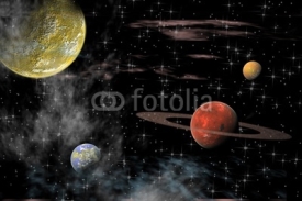 Vistas del Universo, con distintos planetas