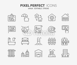 real estate and homes thin line icons 2