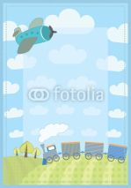 kid's frame with train and plane