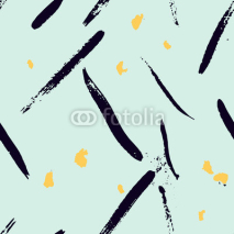Naklejki Seamless abstract hand drawn brushstroke shapes pattern texture. Simple modern geometric chevron print in vector. Hipster stylish pattern.