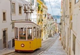 Fototapety Lisbon's Gloria funicular connects downtown with Bairro Alto.