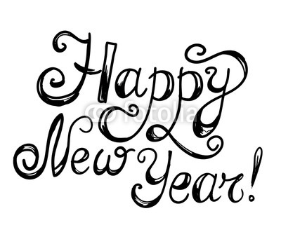 Happy New Year vector card with Hand drawn design elements . Chr