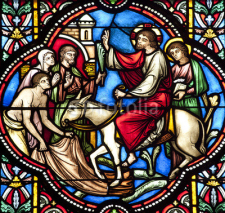 Fototapety Brussels - Entry of Jesus in Jerusalem on windowpane