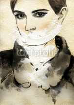 Fototapety Beautiful woman. watercolor illustration