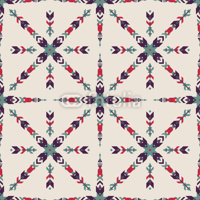 Vector colorful seamless decorative ethnic pattern. American indian motifs. Background with aztec tribal ornament. Boho style.