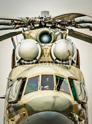 Front view of russian military helicopter.