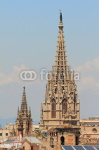 Gothic spikes of temple. Barcelona, Spain