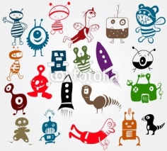 Naklejki doodle characters