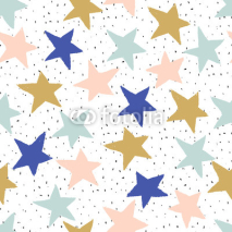 Naklejki Abstract hand drawn  pattern with stars. For wrapping, wallpaper, fabric