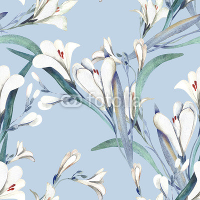 Seamless Pattern with Crocosmia Flowers