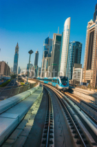 Naklejki Dubai Metro. A view of the city from the subway car