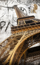 Naklejki cartolina vintage della tour Eiffel