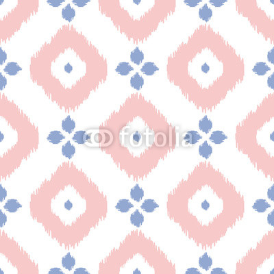 Geometric seamless pattern in pantone color of the year 2016. Abstract simple ikat design. Rose quartz and serenity violet colors.