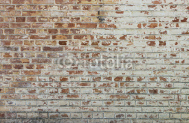 Naklejki Background of old vintage dirty brick wall with peeling plaster