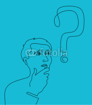 Thinking man with a question mark