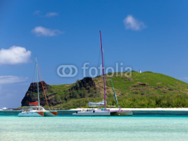 Naklejki Mauritius. Catamarans near the island Gabriel