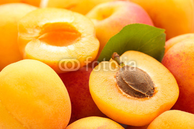 Fresh apricots background.