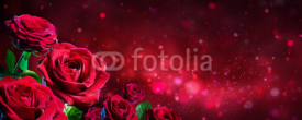 Valentine Card - Bouquet Of Red Roses On Shiny Background
