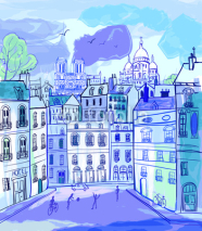 Naklejki Paris in watercolor style