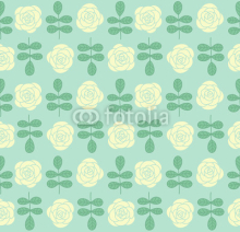 Fototapety Seamless pattern with roses and leafs #2
