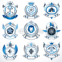 Vector classy heraldic Coat of Arms. Collection of blazons styli