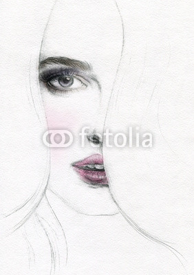 Beautiful woman face. watercolor illustration