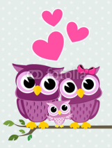 Fototapety owls family love