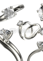 Naklejki Wedding Ring with diamond. Jewelry background