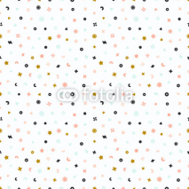 Naklejki Geometric shapes seamless pattern. Gold pattern for fashion and wallpaper. Abstract vector illustration with geometric elements, shapes.