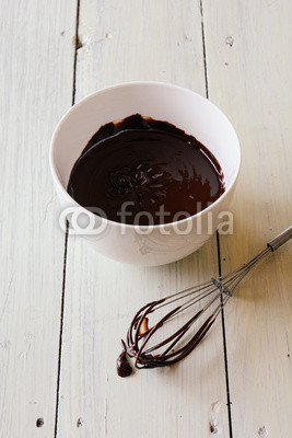 Chocolate-covered whisk and bowl