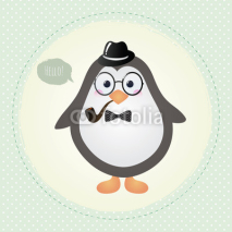 Hipster Penguin Textured Frame design illustration