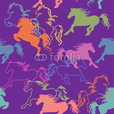 Seamless pattern of racing horses
