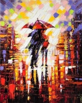 Obrazy i plakaty Two enamoured under an umbrella