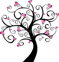Obrazy i plakaty arbre en fleurs - cœurs roses
