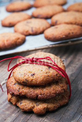 Homemade wholegrain cookies with chocolate