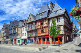 Naklejki Historical city center of Lannion, Brittany, France